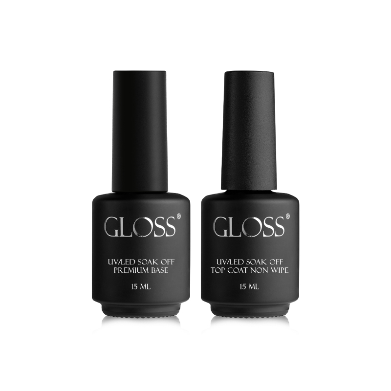 GLOSS Basic set 2 (premium base 15 ml, top non wipe 15 ml)